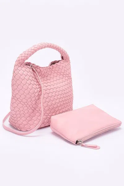 Fashnzfab Chic Weave Set Clutch In Pink