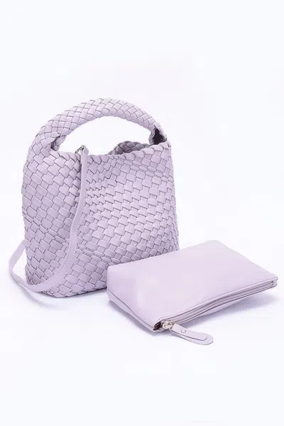 Fashnzfab Chic Weave Set Clutch In Purple