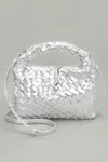 Fashnzfab Chic Weave Set Clutch In Silver