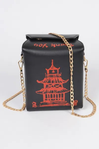 Fashnzfab Chinese To Go Box Clutch. In Black