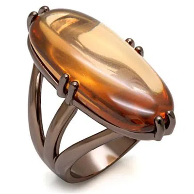 Fashnzfab Chocolate Gold Brass Ring With Aaa Grade Cz In Champagne