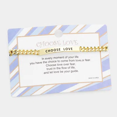 Fashnzfab Choose Love Curved Metal Bar Message Bracelet Gold