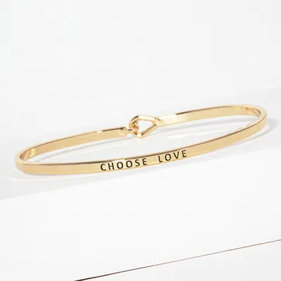 Fashnzfab Choose Love Message Brass Thin Hook Bracelet Gold