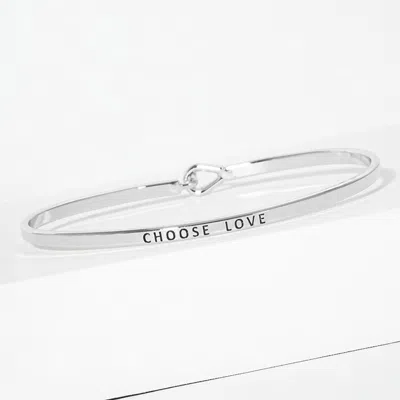 Fashnzfab Choose Love Message Brass Thin Hook Bracelet Rhodium In Multi