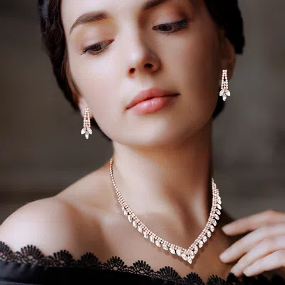 Fashnzfab Christal Rhinestone Pave Necklace In Gold