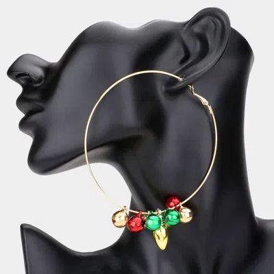 Fashnzfab Christmas Bell Bulb Charm Metal Hoop Earrings In Metallic