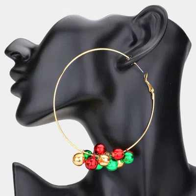 Fashnzfab Christmas Bell Charm Hoop Earrings - Gold