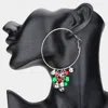 Fashnzfab Christmas Bell Charm Hoop Earrings - Rhodium In Brown