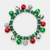 Fashnzfab Christmas Bell Stretch Bracelet Green, Multi In Multi