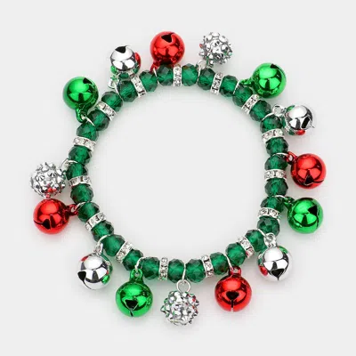 Fashnzfab Christmas Bell Stretch Bracelet Green, Multi