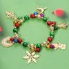 Fashnzfab Christmas Bell Tree Rudolph Snowflake Snowman Charm Stretch Bracelet Gold, Multi In Multi