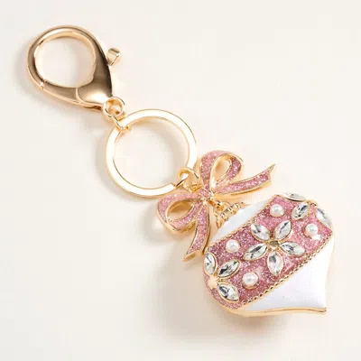 Fashnzfab Christmas Bow Ornament Pin Bag Charm Keychain In White