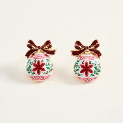 Fashnzfab Christmas Bow Ornament Stud Earrings In Multi