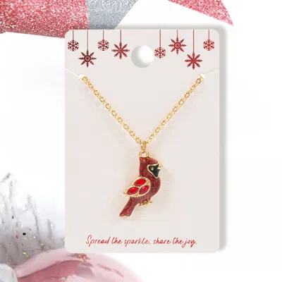 Fashnzfab Christmas Cardinal Bird Pendant Necklace In Pink