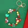 Fashnzfab Christmas Charm Beaded Stretchable Keychain In Multi