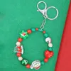 Fashnzfab Christmas Charm Beaded Stretchable Keychain In Silver