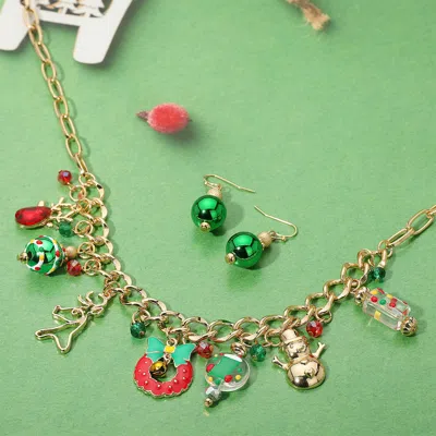 Fashnzfab Christmas Charm Station Necklace In Multi