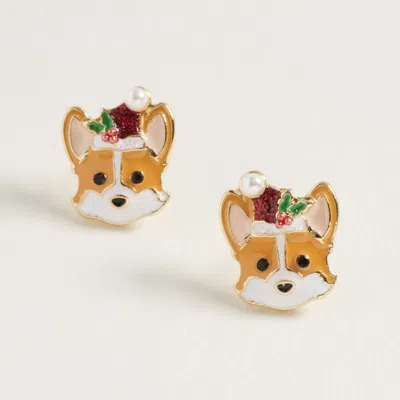 Fashnzfab Christmas Corgi Face Stud Earrings In Multi