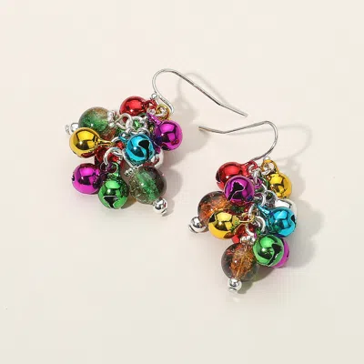 Fashnzfab Christmas Festive Jingle Bell Charm Cluster Earrings In Multi