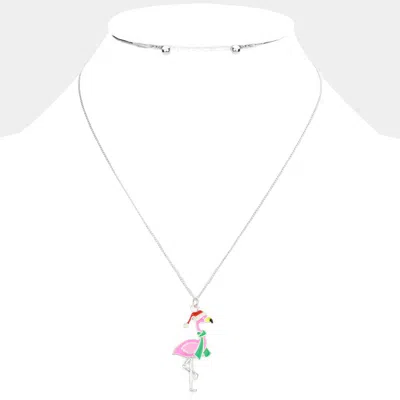 Fashnzfab Christmas Flamingo Pendant Necklace In Green