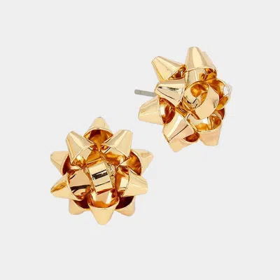 Fashnzfab Christmas Gift Bow Stud Earrings In Gold