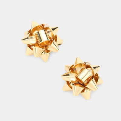 Fashnzfab Christmas Gift Bow Stud Earrings In Gold