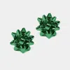 Fashnzfab Christmas Gift Bow Stud Earrings In Green