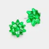 Fashnzfab Christmas Gift Bow Stud Earrings In Green