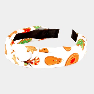 Fashnzfab Christmas Gift Gingerbread Man Burnout Knot Headband In White