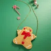 Fashnzfab Christmas Gingerbread Man Beaded Mini Crossbody Bag In Brown
