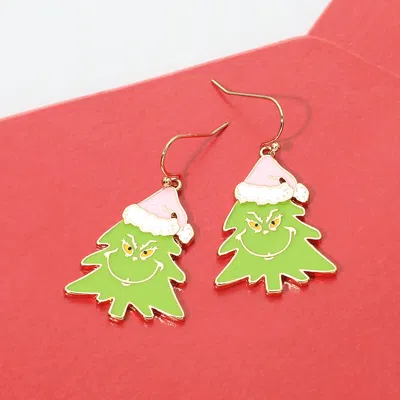 Fashnzfab Christmas Grinch Tree Charm Drop Dangle Earrings In Green