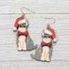 Fashnzfab Christmas Hat Bow Schnauzer Dog Dangle Earrings In Multi