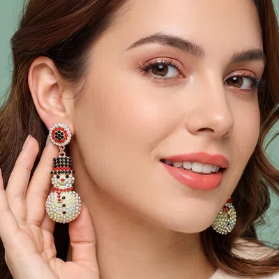 Fashnzfab Christmas Holiday Snowman Charm Drop Dangle Earrings In Multi
