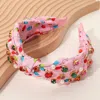 Fashnzfab Christmas Light Printed Pearl Stone Cluster Embellished Knot Headband In Multi