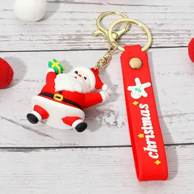 Fashnzfab Christmas Message Strap Santa Keychain / Bag Charm In Red