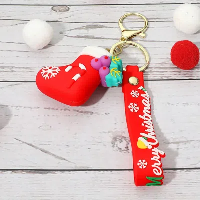 Fashnzfab Christmas Message Strap Stocking Keychain / Bag Charm In Red