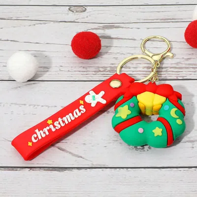 Fashnzfab Christmas Message Strap Wreath Keychain / Bag Charm In Red