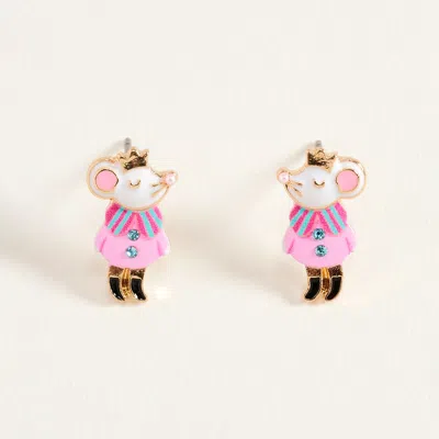 Fashnzfab Christmas Mouse Stud Earrings In Blue