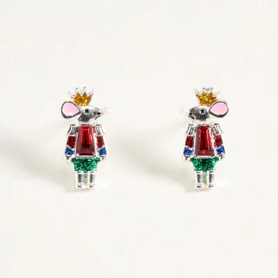 Fashnzfab Christmas Mouse Stud Earrings In Red