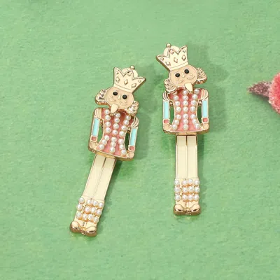 Fashnzfab Christmas Nutcracker Soldier Earrings 0.4" X 1.8" In Gold