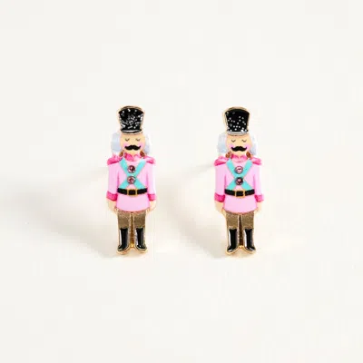 Fashnzfab Christmas Nutcracker Stud Earrings In Pink