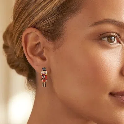 Fashnzfab Christmas Nutcracker Stud Earrings In Red