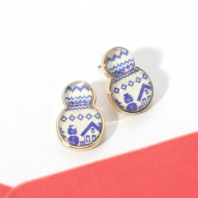 Fashnzfab Christmas Ornament Snowman Stud Earrings In Multi