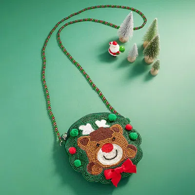 Fashnzfab Christmas Rudolph Beaded Mini Crossbody Bag In Multi
