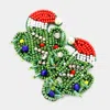 Fashnzfab Christmas Santa Hat Beaded Cactus Earrings In Multi