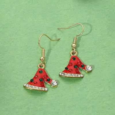 Fashnzfab Christmas Santa Hat Charm Drop Dangle Earrings In Multi