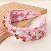 Fashnzfab Christmas Santa Printed Pearl Stone Cluster Embellished Knot Headband In Multi