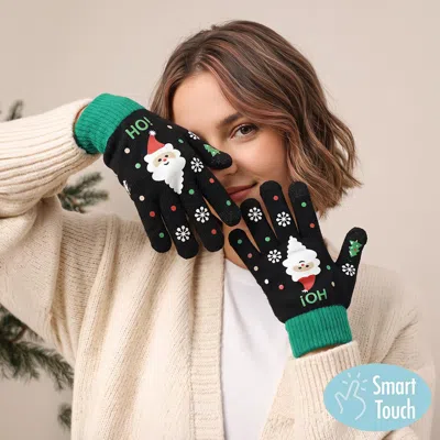 Fashnzfab Christmas Santa Snowflake Smart Touch Winter Gloves In Green