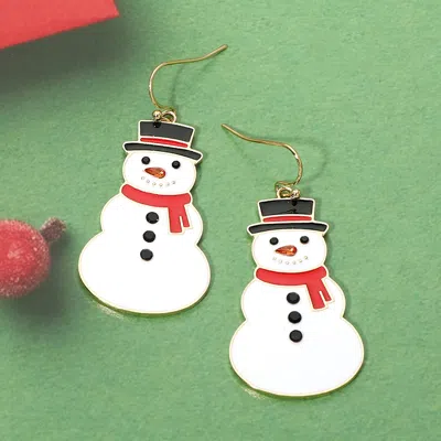 Fashnzfab Christmas Snowman Charm Drop Dangle Earrings In Silver