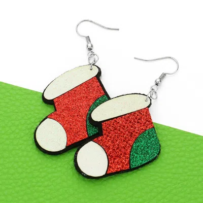 Fashnzfab Christmas Socks Dangle Earrings In Multi